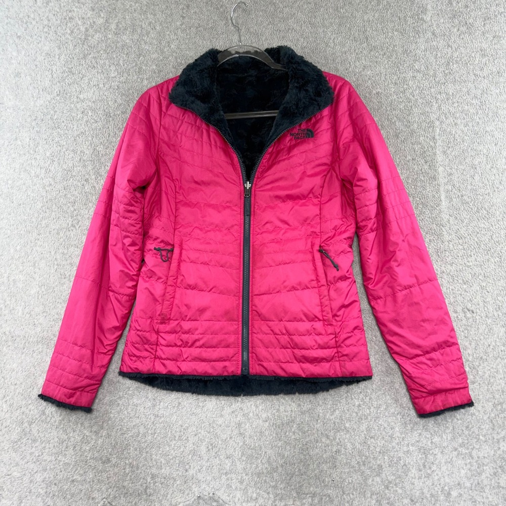 The North Face Reversible Mossbud Swirl Jacket Womens XS Pink Black Quilted